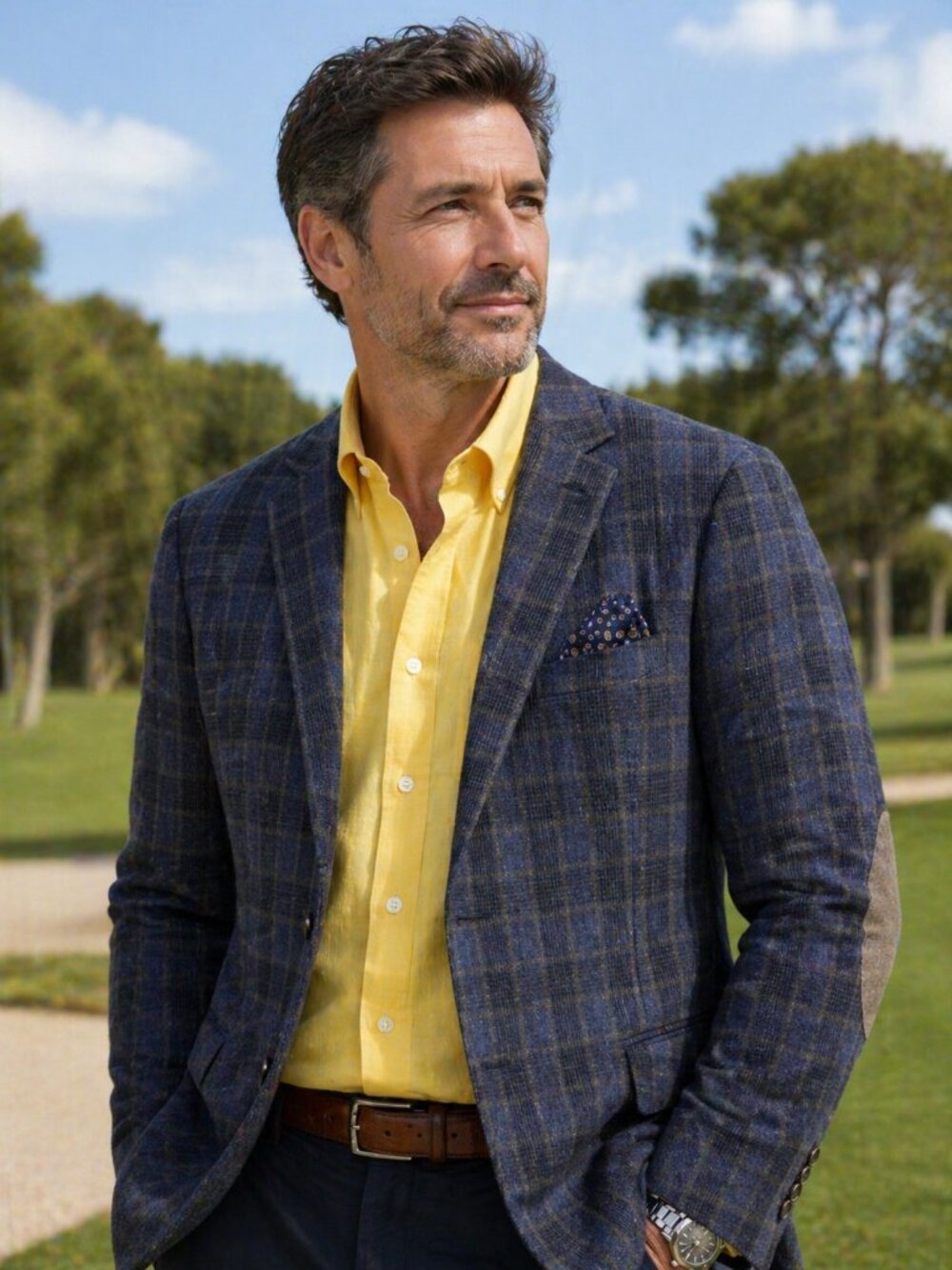 Joseph Abboud Heritage Men's Blazer Sport Coat 100% Linen Brown Plaid 50R 2 Vent